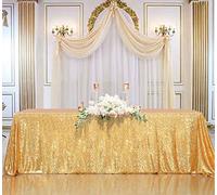 B-COOL Nappe rectangulaire à Paillettes dorées sans Couture - 228,6 x 335,3 cm - pour Anniversaire, gâteau, décoration de Noël, Mariage Vintage