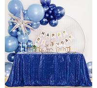 B-Cool Nappe rectangulaire Bleue à Paillettes - 1,8 m de Long - pour fête de Mariage, Salle à Manger, Banquet, fête de l'indépendance - 152,4 x 259,1 cm