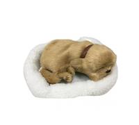 (B)Cute Simulation Sleeping Cat/Dog Plush Doll with Nest Breathing Fluffy Cat/Dog