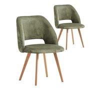B&D home Chaise de Salle à Manger Mary 2 Pièces, Chaise Rembourrée en Velours Côtelé pour Salon, Salle à Manger, Cuisine, Maquillage, Pieds en Hêtre Massif, Cordon Vert, 11133-GRUN-2 G1