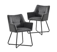 B&D home Chaises de Salle à Manger BREIGHT Lot de 2, Fauteuil Lounge Chaise à Coque Chaise rembourrée avec accoudoirs pour Cuisine, Salon, Salle à Manger, Bureau, Tissu Anthracite, 11112-ANTR-2