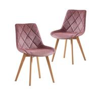B&D home Chaises de Salle à Manger Tania Lot de 2, Chaise rembourrée Chaise de Cuisine pour Salle à Manger, Cuisine, Bureau, Coiffeuse, Vieux Rose Design campagnard, Tissu Merlot, 11118-ROSA-2