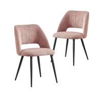 B&D Home Chaises de Salle à Manger Vicky Lot de 2, Chaise rembourrée en Velours côtelé pour Salle à Manger, Cuisine, Salon, Bureau, Coiffeuse, Design scandinave Rustique, Cordon Rose, 11126-ROSA-2