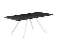 B&D home Table à Manger Sven, Extensible 120-160 x 80 cm, 4-6 Personnes, Table de Cuisine en Bois avec Structure métallique pour Salle à Manger et Cuisine, Finition marbre Noir, 11202-FW-MSCH