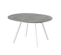 B&D home Table Ronde LIV, Extensible Butterfly Insert Pliant 120-150cm pour 4-6 Personnes Cuisine en Bois Table de Salle à Manger châssis métallique Blanc, Aspect béton 11210-FW-BETO
