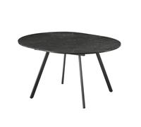 B&D home Table Ronde Till, Extensible Butterfly Insert Pliant 120-150cm pour 4-6 Personnes Cuisine en Bois Table de Salle à Manger châssis métallique Noir, Aspect marbre 11210-FS-MSCH