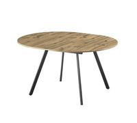 B&D home Table Ronde Till, Extensible Butterfly Insert Pliant 120-150cm pour 4-6 Personnes Cuisine en Bois Table de Salle à Manger châssis métallique Noir, Aspect chêne 11210-FS-EIDA