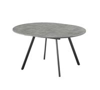 B&D home Table Ronde Till, Extensible Butterfly Insert Pliant 120-150cm pour 4-6 Personnes Cuisine en Bois Table de Salle à Manger châssis métallique Noir, Aspect béton 11210-FS-BETO