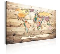 B&D XXL Carte Du Monde 120x80 cm Tableau En Liège & Tableau Sur Toile Intissee XXL Impression Tableaux d'affichage Décoration Photo Image Artistique Photographie Graphique Memoboard k-B-0009-p-b