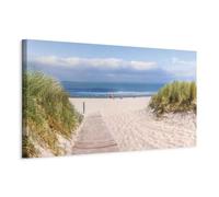 B&D XXL Cuadros Grand Tableau Décoration Murale Salon, Nature, 135x45 cm | Clous Inclus, Impression sur Toile, Tableaux, Posters et Arts Décoratifs, Nuages Coloré Été Mer Ciel Paysage Plage