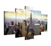 B&D XXL - Grand Tableau Décoration Murale Chambre, Architecture, 150x75 cm | Clous Inclus, Impression sur Toile, Tableaux, Posters et Arts Décoratifs, Ville Urbain New York Usa Gratte Ciel