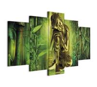 B&D XXL - Grand Tableau Décoration Murale Chambre, Asie Bambous, 200x100 cm | Clous Inclus, Impression sur Toile, Tableaux, Posters et Arts Décoratifs, Bouddha Bouddhisme Feng Shui Orient Zen
