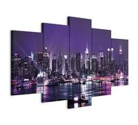 B&D XXL - Grand Tableau Décoration Murale Chambre, Nuit New York, 150x75 cm