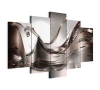 B&D XXL - Grand Tableau Mural Décoration Moderne Salon, Abstrait, 150x75 cm | Clous Inclus, Impression sur Toile, Tableaux, Posters et Arts Décoratifs, Marron, Géométrique Rayures Eau, Fabrication EU