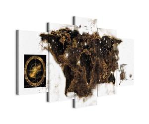 B&D XXL - Grand Tableau Mural Décoration Moderne Salon, Carte, 150x75 cm | Clous Inclus, Impression sur Toile, Tableaux, Posters et Arts Décoratifs, Marron, Monde des Continents, Fabrication EU