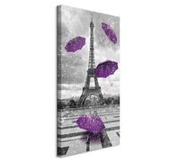 B&D XXL - Grand Tableau Mural Décoration Moderne Salon, Violet, 60x120 cm