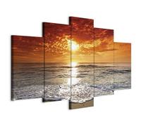 B&D XXL murando Impression sur Toile intissee 100x50 cm 5 Pieces Tableau Tableaux Decoration Murale Photo Image Artistique Photographie Graphique Mer 051401