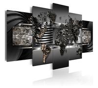 B&D XXL - Peinture acrylique Carte du Monde 200x100 cm - Effet texturé ou coup de pinceau - Décoration avec finition faite à la main - Finition artisanale - Monde argent k-A-0026-b-o