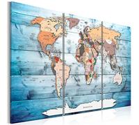 B&D XXL - Peinture acrylique Carte du Monde 90x60 cm - Effet texturé ou coup de pinceau - Décoration avec finition faite à la main - Finition artisanale - Carte du monde k-C-0035-b-h
