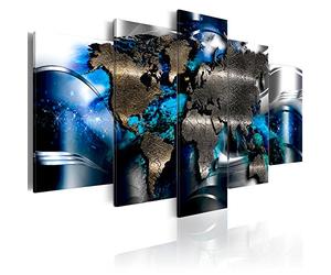 B&D XXL - Peinture acrylique Monde 100x50 cm - Effet texturé ou coup de pinceau - Décoration avec finition faite à la main - Salon chambre - Abstraction du monde artistique k-A-0017-b-p