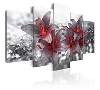 B&D XXL - Peinture acrylique Nature 225x112 cm - Effet texturé ou coup de pinceau - Décoration avec finition faite à la main - Salon chambre - Finition artisanale - Lys rouges b-A-0300-b-n