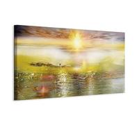 B&D XXL - Tableau Acoustique Paysage 135x45 cm 1 Partie - Décoration Murale Anti-Bruit Isolation Phonique Bureau Chambre Panneau Insonorisant Impression sur Toile - Abstrait Artistique c-A-0111-b-b