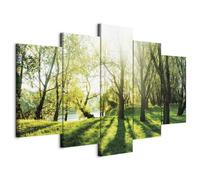 B&D XXL - Tableau Acoustique Paysage 200x100 cm 5 Parties - Décoration Isolation Phonique Bureau Chambre Panneau Insonorisant Impression sur Toile - Arbre naturel artistique c-B-0030-b-n