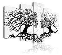 B&D XXL - Tableau décoratif abstrait 100x50 cm - Impression sur toile en noir et blanc - Décoration murale - Abstraction arbres amour moderne couple romantique baiser a-A-0104-b-m