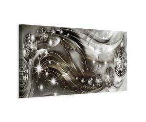 B&D XXL - Tableau décoratif abstrait 120x40 cm - Impression sur toile colorée - Décoration murale pour salon et chambre - Gris - Abstraction lueur vagues figures géométriques moderne a-A-0185-b-d
