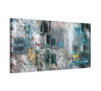 B&D XXL - Tableau décoratif abstrait 150x50 cm - Impression sur toile colorée - Décoration murale pour salon et chambre - Abstraction expression artistique coloré bleu moderne a-A-0262-b-d