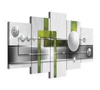 B&D XXL - Tableau décoratif abstrait 150x75 cm - Impression sur toile colorée - Décoration murale - Abstraction blanc figures géométriques géométrique coloré moderne argent vert a-A-0223-b-p