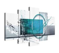 B&D XXL - Tableau décoratif abstrait 150x75 cm - Impression sur toile colorée - Décoration murale - Abstraction figures géométriques cercles géométriques bleu moderne a-A-0012-b-p