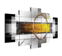 B&D XXL - Tableau décoratif abstrait 150x75 cm - Impression sur toile colorée - Décoration murale - Abstraction figures géométriques cercles géométriques moderne jaune a-A-0052-b-p