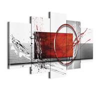 B&D XXL - Tableau décoratif abstrait 150x75 cm - Impression sur toile colorée - Décoration murale - Figures géométriques d'abstraction, cercles géométriques, modernes a-A-0012-b-n