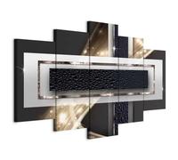 B&D XXL - Tableau décoratif abstrait 150x75 cm - Impression sur toile en noir et blanc - Décoration murale - Abstraction lueur marron géométrique moderne soleil eau a-C-0038-b-p