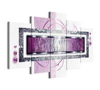 B&D XXL - Tableau décoratif abstrait 200x100 cm - Impression sur toile colorée - Décoration murale - Abstraction figures géométriques géométrique moderne ornements rose a-A-0003-b-n