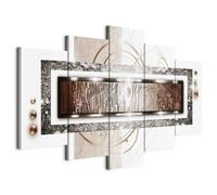 B&D XXL - Tableau décoratif abstrait 225x112,5 cm - Impression sur toile colorée - Décoration murale - Abstraction marron figures géométriques ornements modernes géométriques a-A-0003-b-p