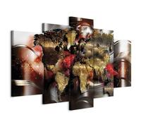 B&D XXL - Tableau décoratif Carte du monde 100x50 cm - Impression sur toile colorée - Décoration murale pour salon et chambre - Continents cartes métal monde moderne fond doré k-A-0017-b-o