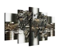 B&D XXL - Tableau décoratif Carte du monde 200x100 cm - Impression sur toile colorée - Décoration murale pour salon et chambre - Abstraction continents cartes monde texture doré k-A-0039-b-o