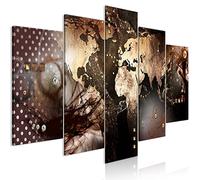 B&D XXL - Tableau décoratif Carte du monde 200x100 cm - Impression sur toile colorée - Décoration murale pour salon et chambre - Beige marron gris - Abstraction de la carte de l'or k-A-10018-b-a
