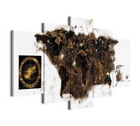 B&D XXL - Tableau décoratif Carte du monde 200x100 cm - Impression sur toile colorée - Décoration murale pour salon et chambre - Marron gris - Carte du monde des continents k-A-0010-b-n