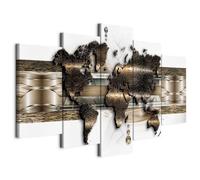 B&D XXL - Tableau décoratif Carte du monde 225x112,5 cm - Impression sur toile colorée - Décoration murale pour salon et chambre - Cartes des continents du monde moderne k-A-0022-b-n