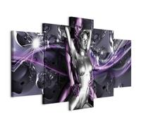 B&D XXL - Tableau décoratif figuratif 225x112,5 cm - Impression sur toile colorée - Décoration murale - Eau abstraction lueur érotisme vagues amour couple baiser personnages cœurs h-A-0070-b-o