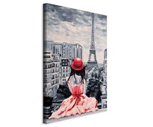B&D XXL - Tableau décoratif figuratif 40x60 cm - Impression sur toile colorée - Décoration murale - Architecture france femmes villes urbain paris portraits silhouettes tour eiffel h-B-0075-b-a
