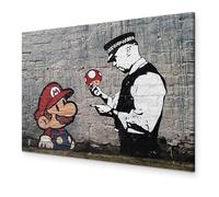 B&D XXL - Tableau décoratif figuratif 60x40 cm - Impression sur toile colorée - Décoration murale - Artofbanksy banksy graffiti champignons urbain mural policier tendances h-B-0080-b-a
