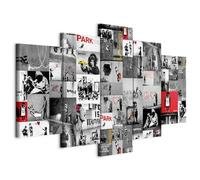 B&D XXL - Tableau décoratif inspirant 150x75 cm - Impression sur toile colorée - Décoration murale pour salon et chambre - Banksy modèle graffiti collage coloré fond urbain moderne i-C-0092-b-p