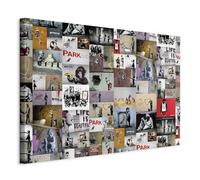 B&D XXL - Tableau décoratif inspirant 90x60 cm - Impression sur toile colorée - Décoration murale pour salon et chambre - Banksy modèle graffiti collage coloré fond urbain moderne i-C-0091-b-b