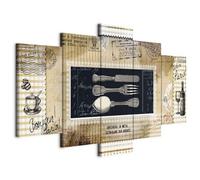 B&D XXL - Tableau décoratif moderne 100x50 cm - Impression sur toile colorée - Décoration murale pour salon et chambre - Marron jaune beige bleu - Cuisine sous-titres en français 020115-87