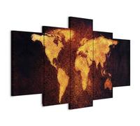 B&D XXL - Tableau décoratif moderne 200x100 cm - Impression sur toile colorée - Décoration murale pour salon et chambre - Rouge gris rose orange - Carte du monde des continents 020213-1