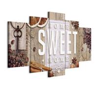 B&D XXL - Tableau décoratif moderne 200x100 cm - Impression sur toile colorée - Décoration murale - Touches de café inscriptions fruits en anglais épices rétro vintage 020115-84